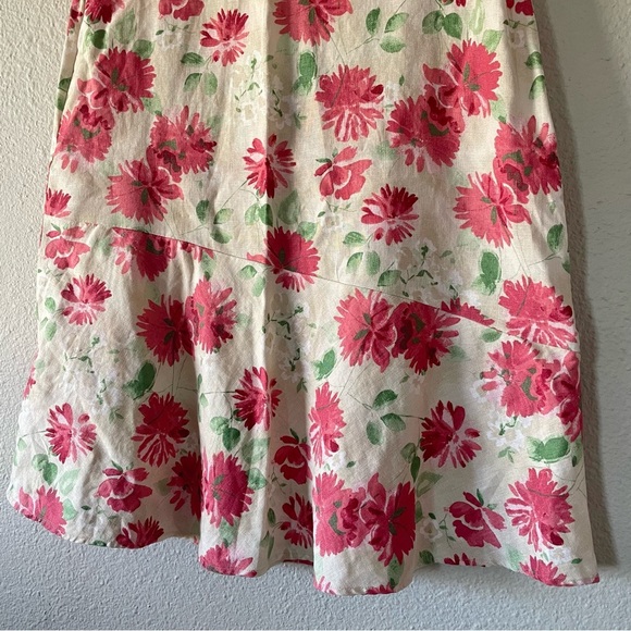 JM Collection Linen A-Line Skirt Women’s 8 Floral Cottage Flowy Ruffled Fairy - Picture 4 of 13